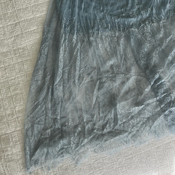 Full length see-thru bottom blue lace formal dress, 14, elastic shoulders/waist - Picture 3 of 5